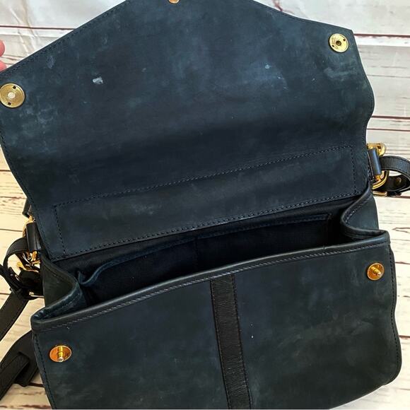 THAKOON Rampling Bag Nubuck Leather Satchel Shoulder Double Saddlebag Black - Picture 9 of 15